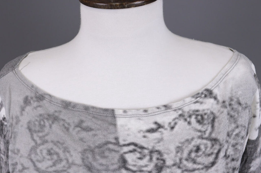 Sarah Pacini Gray Printed 3/4 Sleeve Lightweight Top Shirt One Size