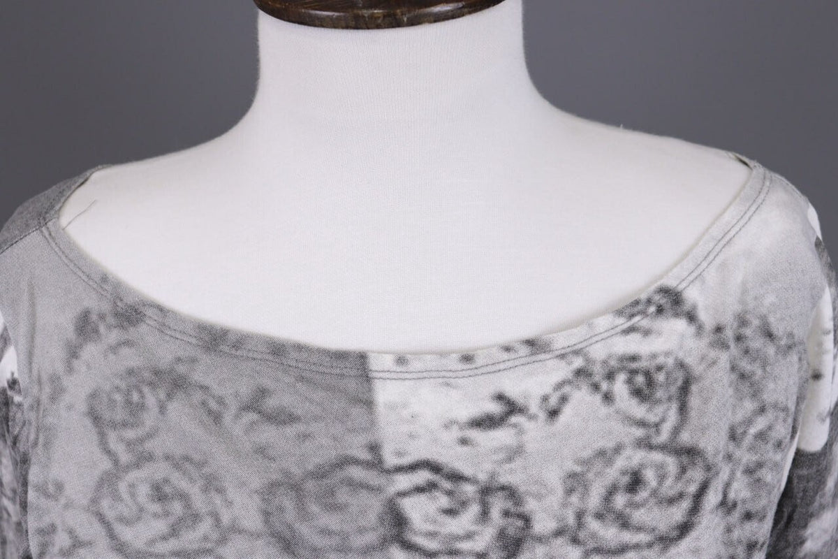 Sarah Pacini Gray Printed 3/4 Sleeve Lightweight Top Shirt One Size