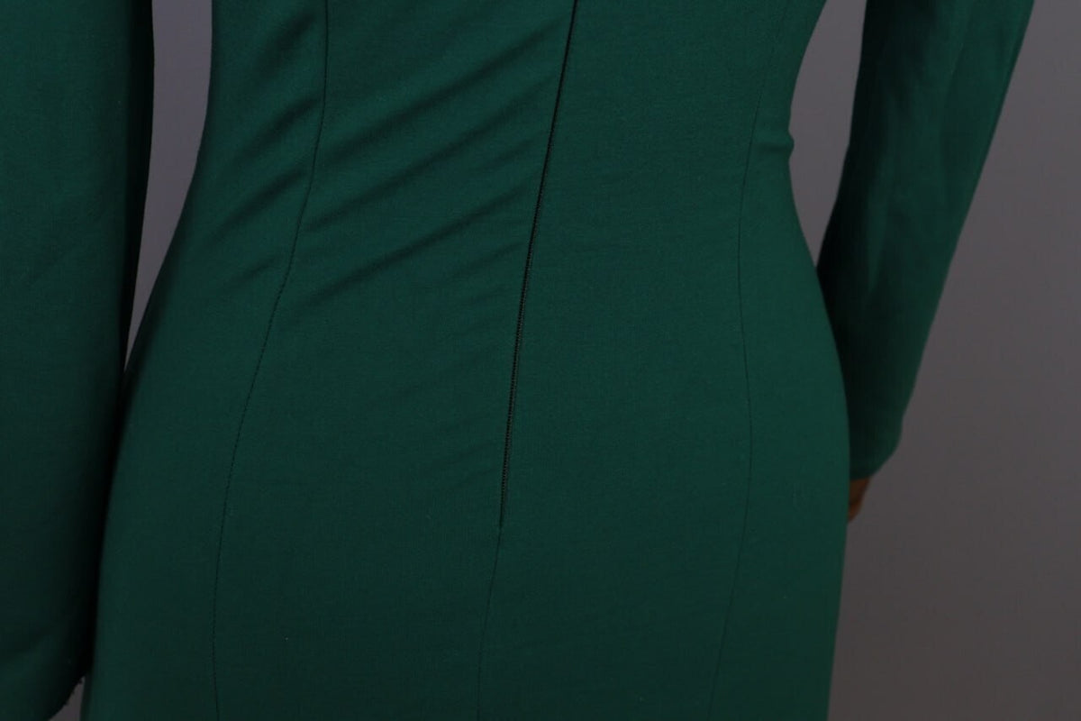 J. Crew Green Long Sleeve Bodycon Evening Midi Dress – Size XS
