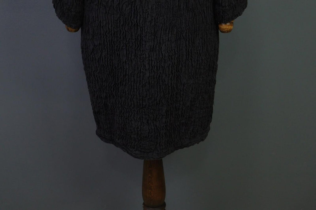 GRIZAS Black Textured Silk Lagenlook Tunic Midi Dress – Size M