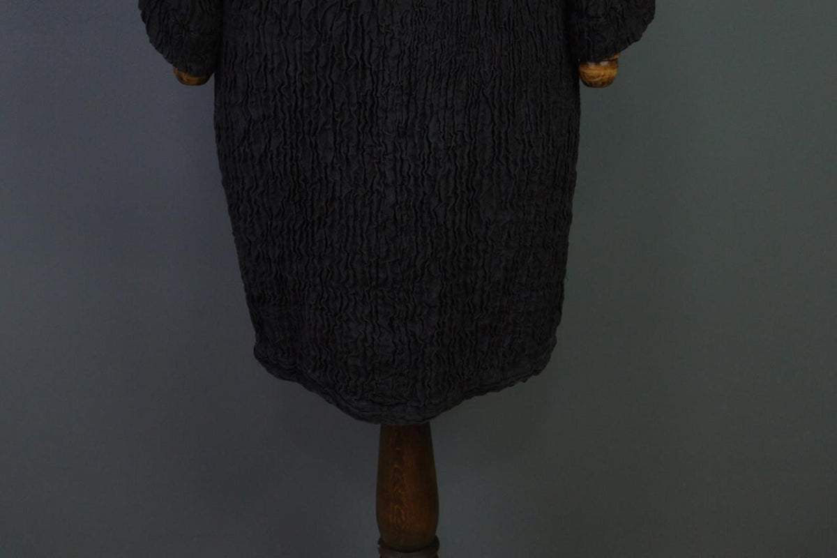 GRIZAS Black Textured Silk Lagenlook Tunic Midi Dress – Size M