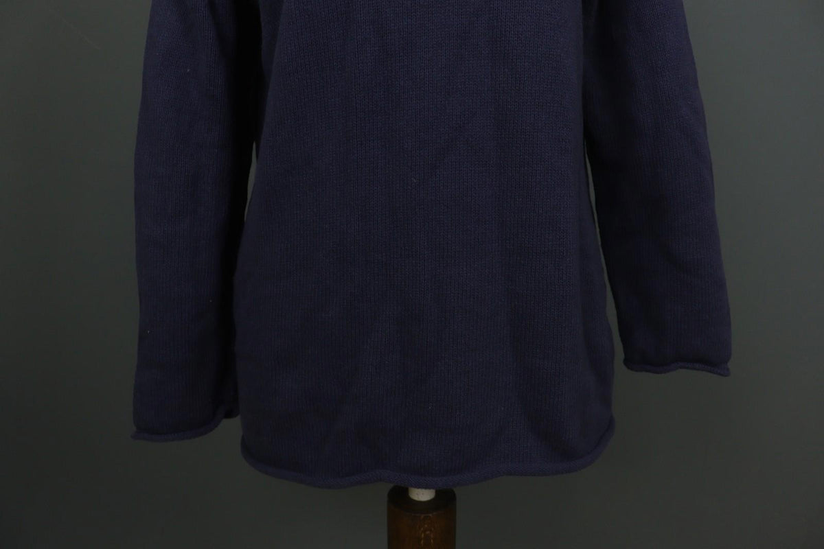 GUDRUN SJODEN Blue Cotton Knitted Long Sleeve Round Neck Pullover Sweater – Size M