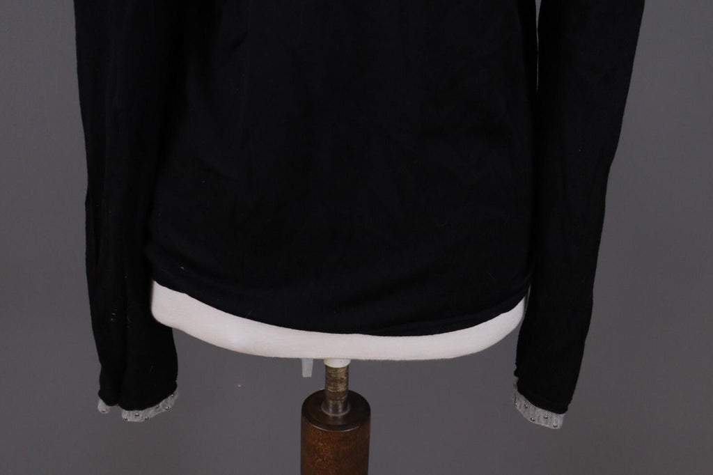 VERSACE COLLECTION Black Merino Wool Knit Long Sleeve Top Tunic Shirt – Size M