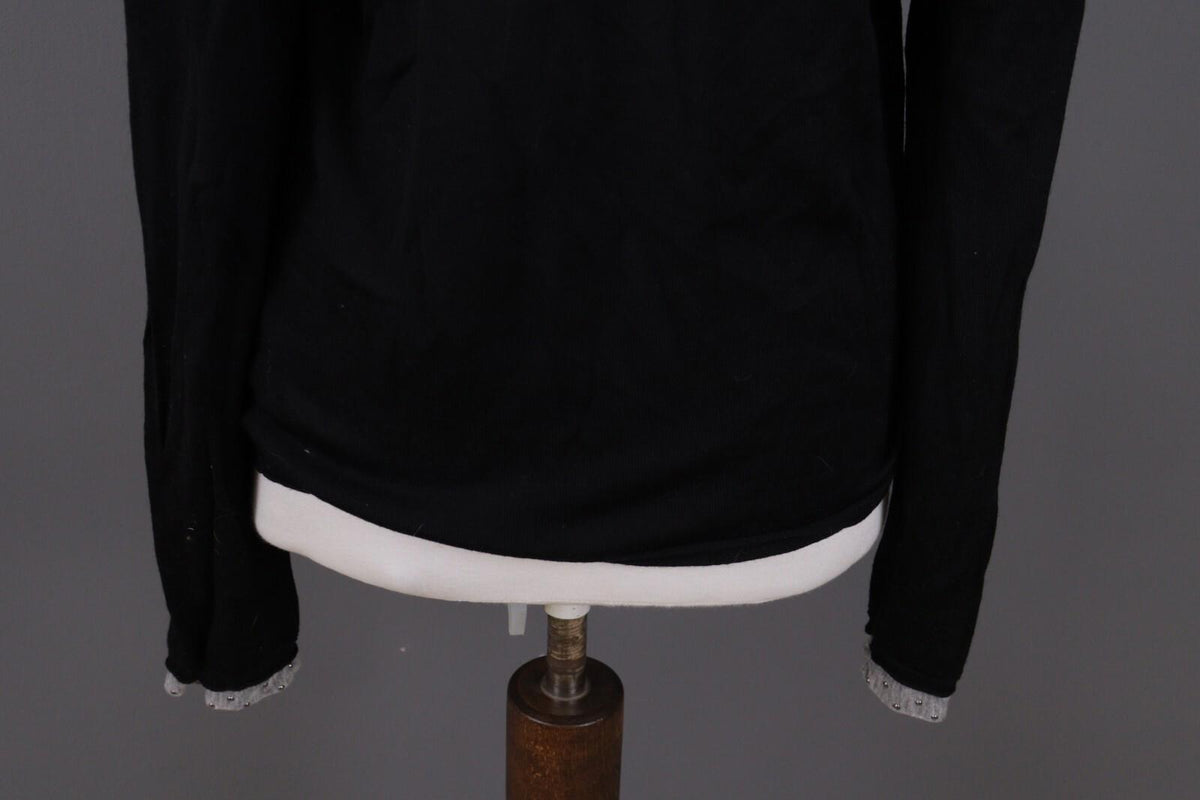 VERSACE COLLECTION Black Merino Wool Knit Long Sleeve Top Tunic Shirt – Size M