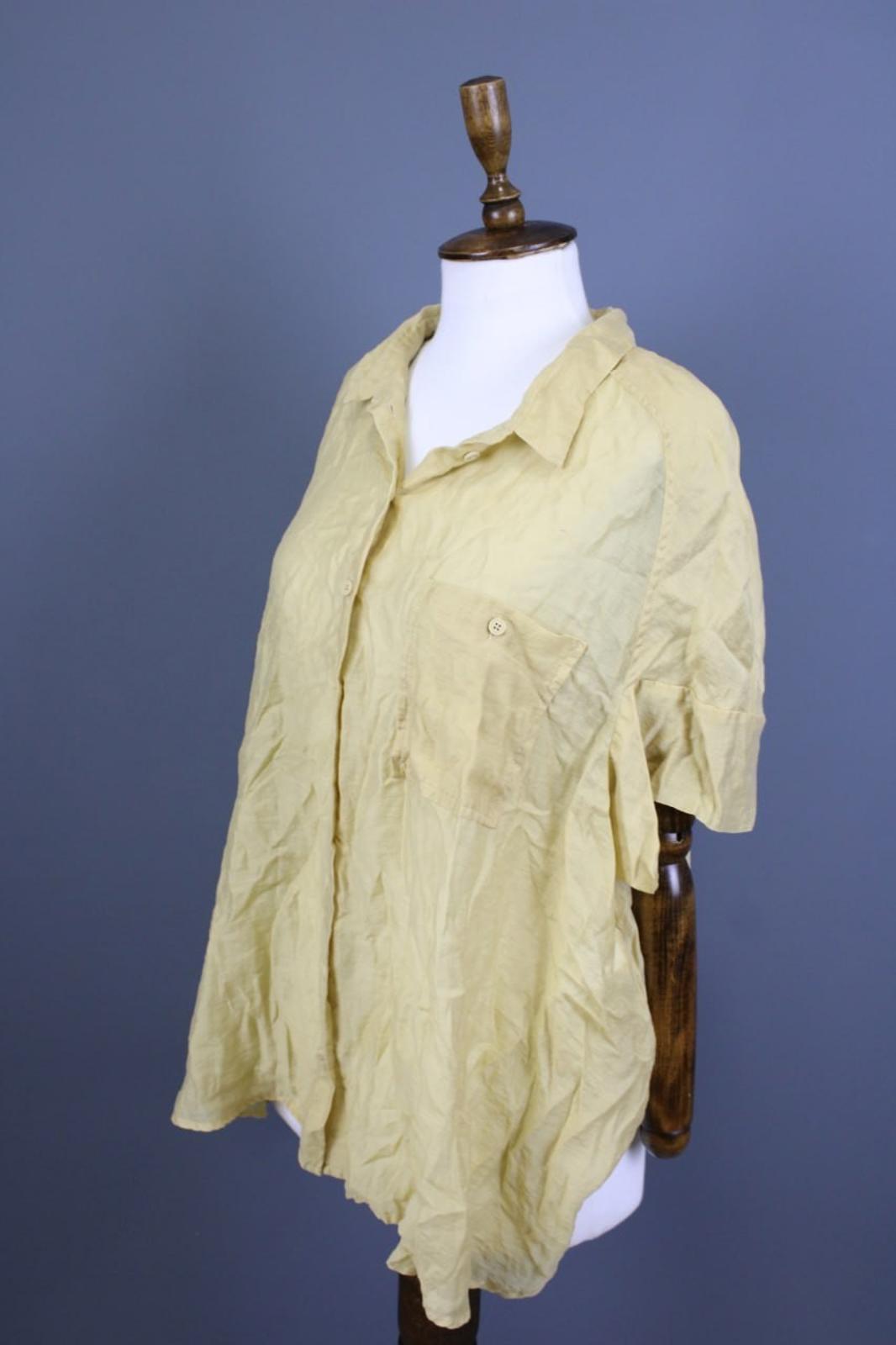 RUNDHOLZ Beige Classic Fit Collared Long Sleeve Button Front Shirt Top – Size L