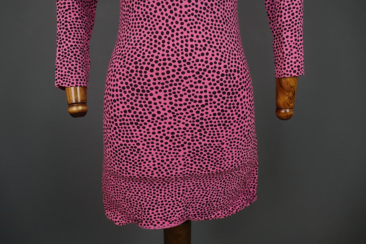 MARIMEKKO Pink Polka Dot Cotton Long Sleeve Scoop Neck Sheath Dress – Size S