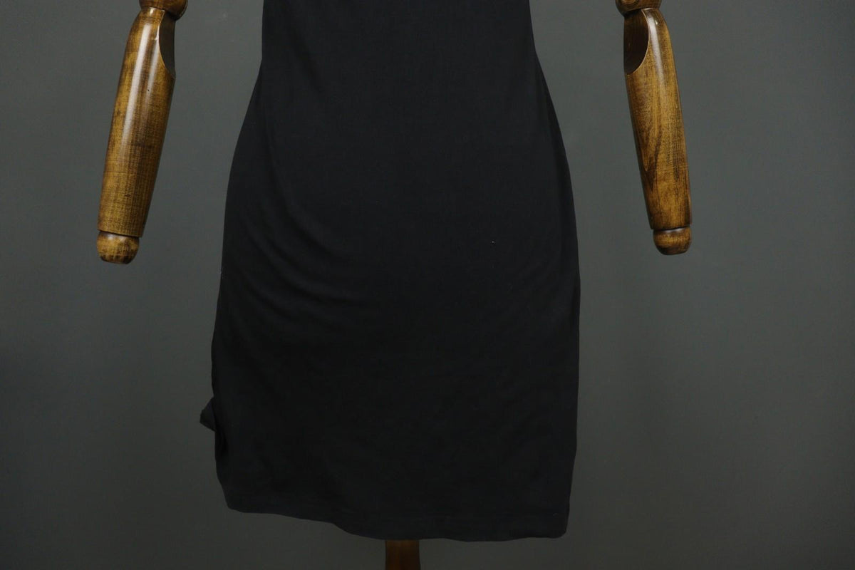 GUDRUN SJODEN Black Organic Cotton Scoop Neck Sleeveless Bodycon Dress – Size S