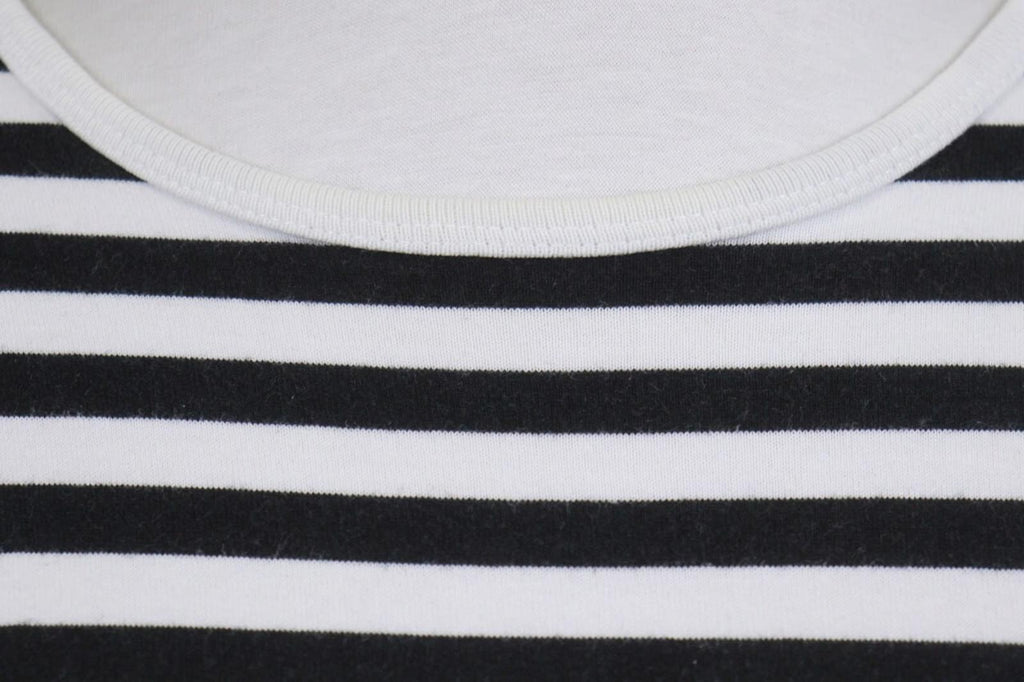 MARIMEKKO White Black Striped Round Neck Long Sleeve Stretch Blouse Top – Size S