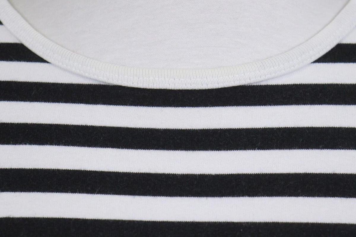 MARIMEKKO White Black Striped Round Neck Long Sleeve Stretch Blouse Top – Size S
