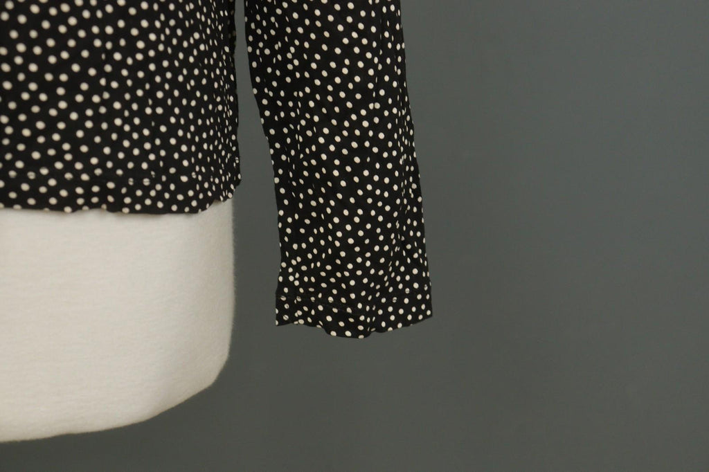 GUDRUN SJODEN Black White Polka Dot Lyocell Round Neck Pullover Sweater – Size L