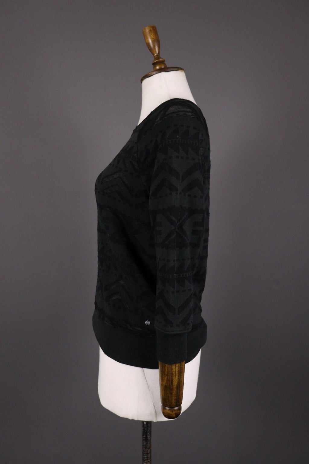 DENIM SUPPLY RALPH LAUREN Black Actec Print Long Sleeve Sweater S