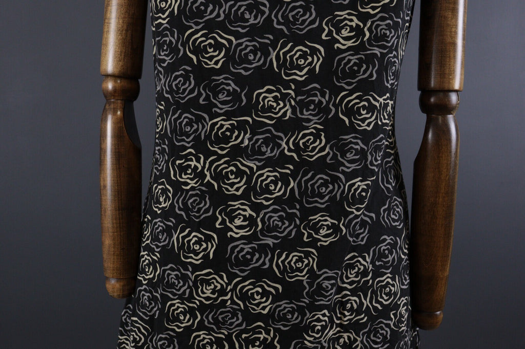 Deerberg by Oska Black Floral Summer Blouson Tunic Sleeveless Dress – Size L