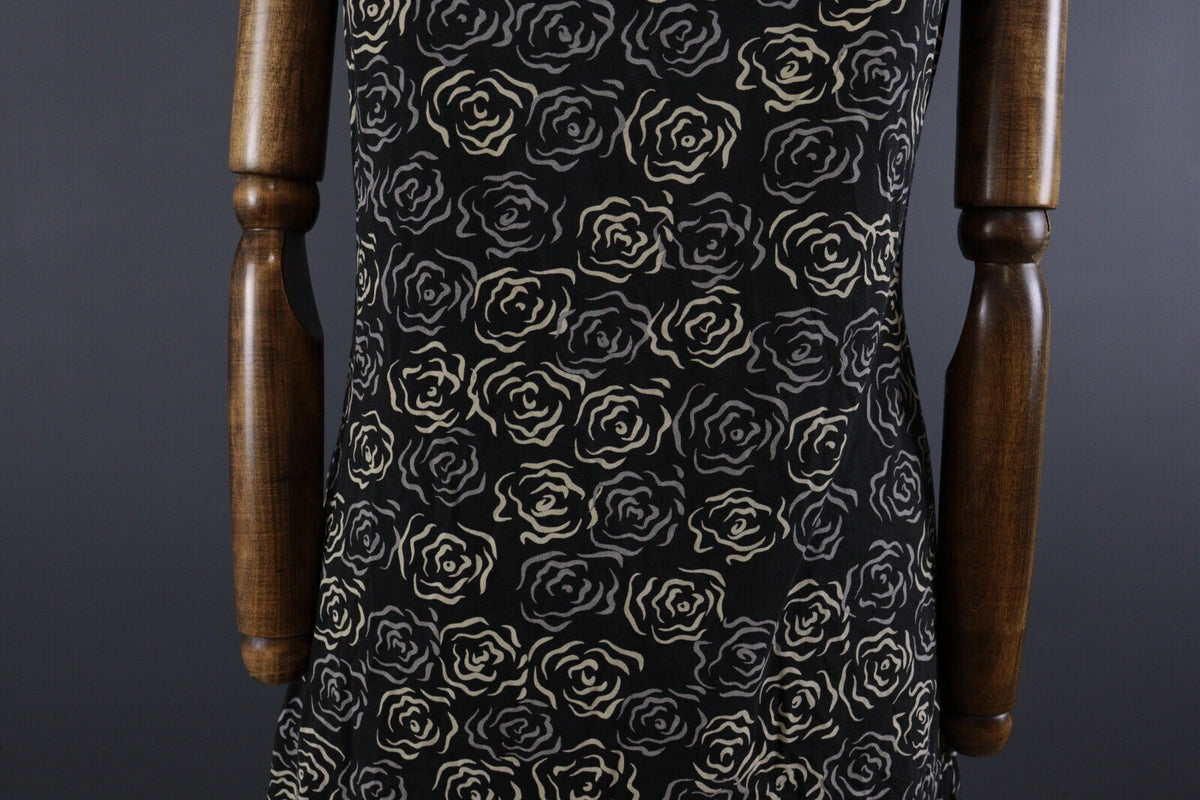 Deerberg by Oska Black Floral Summer Blouson Tunic Sleeveless Dress – Size L