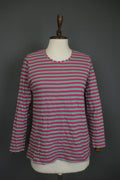 GUDRUN SJODEN Teal Pink Striped Casual Long Sleeve Pullover Blouse Top – Size S