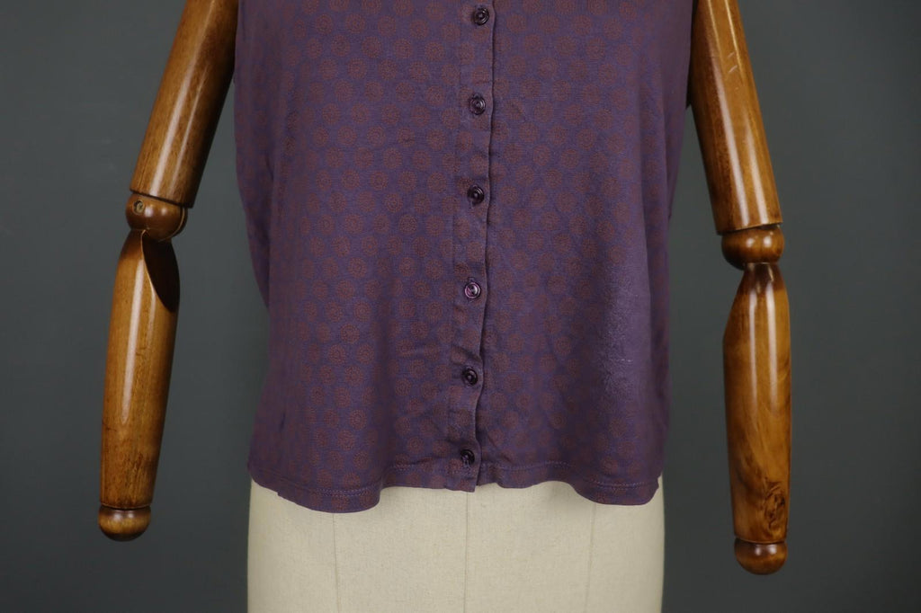 GUDRUN SJODEN Multi Floral 100% Lyocell Sleeveless Button Front Cardigan – Size XL