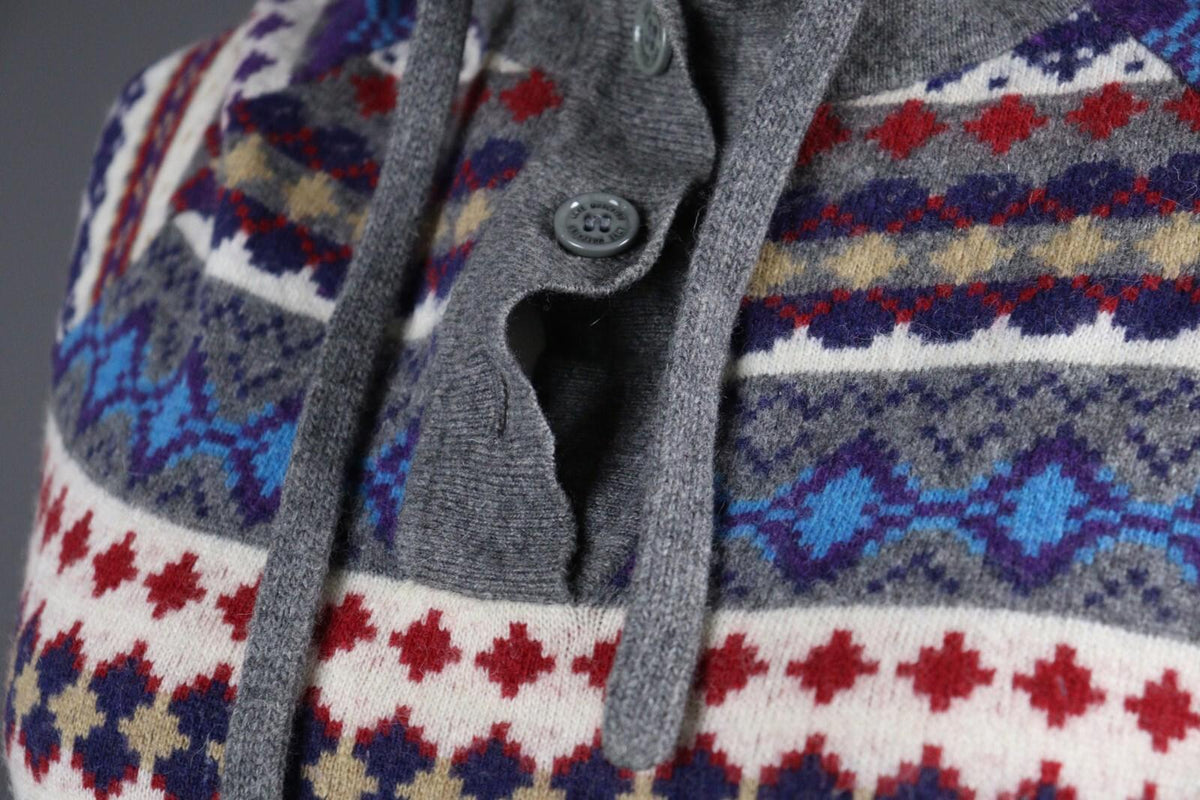 LOVE MOSCHINO Colorful Fair Isle Knit Hoodie Sweater – Size 42