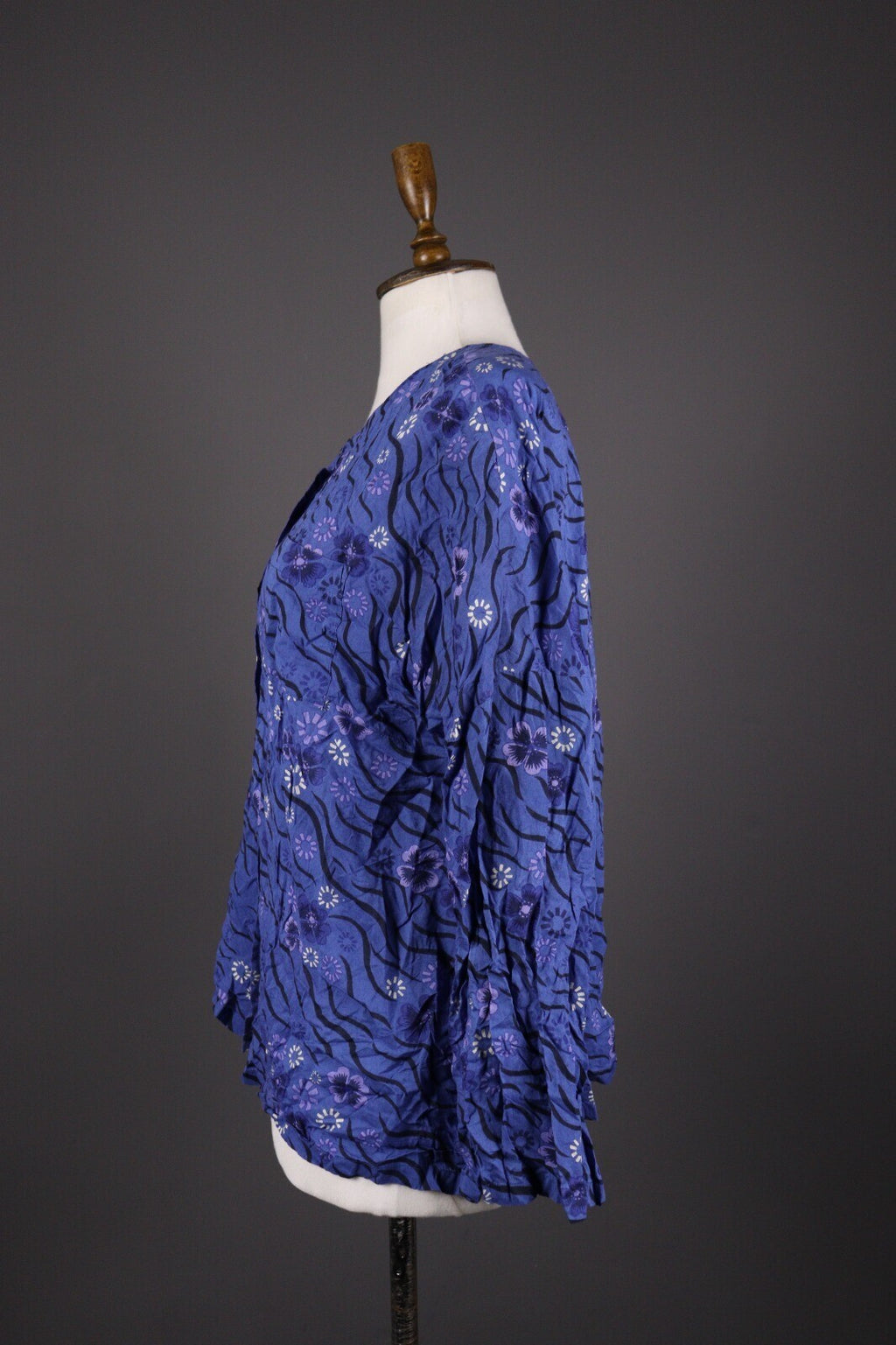 Gudrun Sjode Blue Floral Print Textured Liquid Buttoned Cardigan – Size L