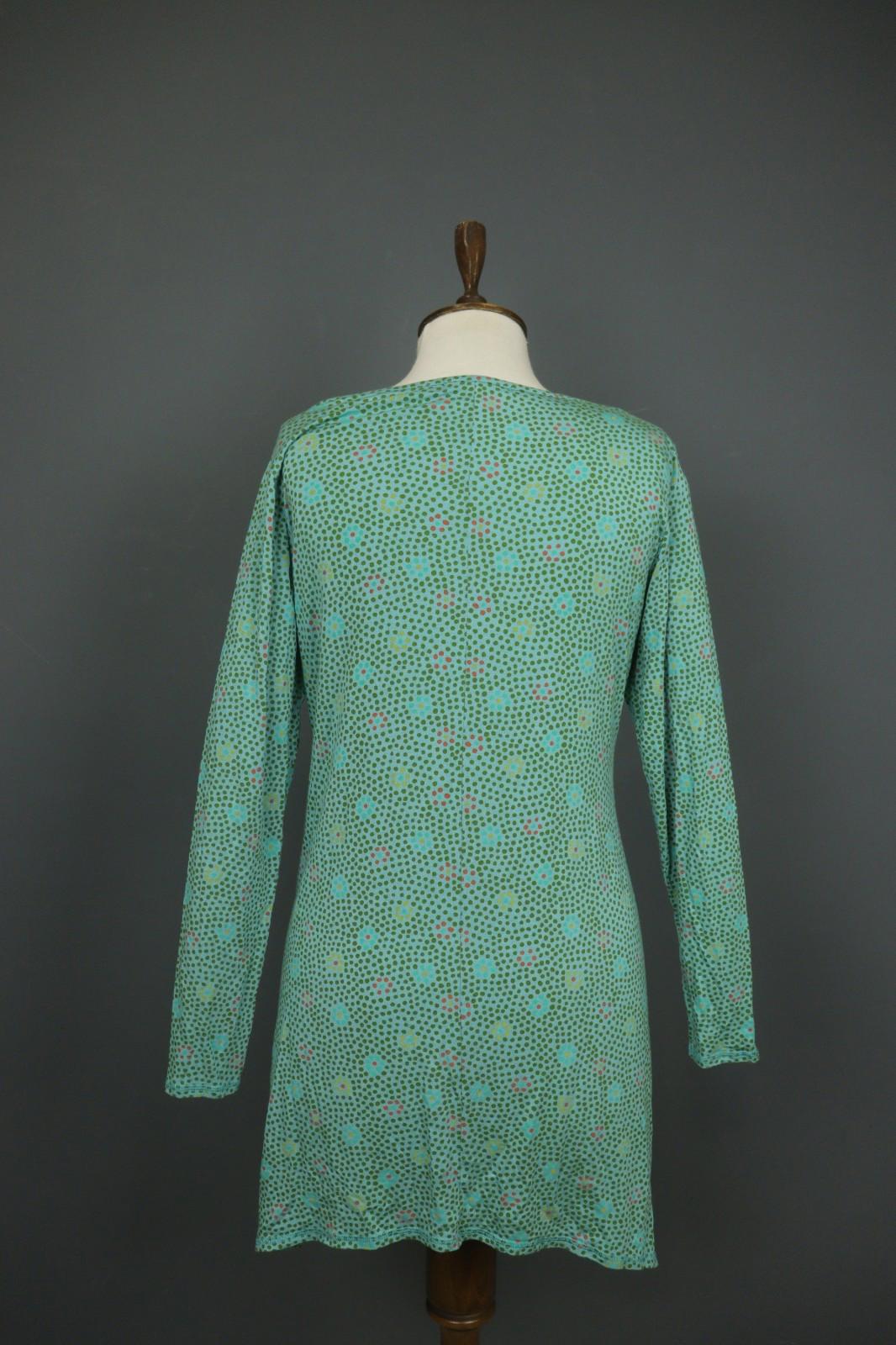 GUDRUN SJODEN Green Polka Dot V-Neck Long Sleeve Pullover Sheath Dress – Size M