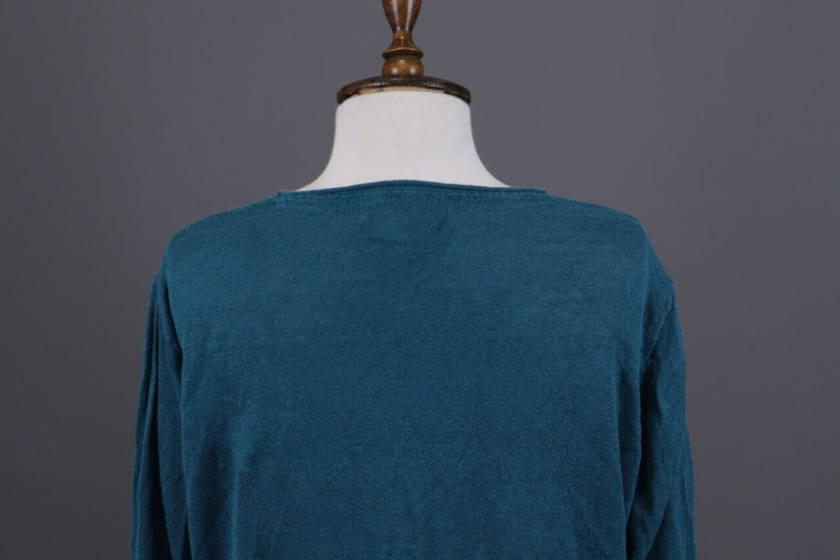 Gudrun Sjoden Blue Linen Lagenlook Long Sleeve Relaxed A-Line Dress – Size L