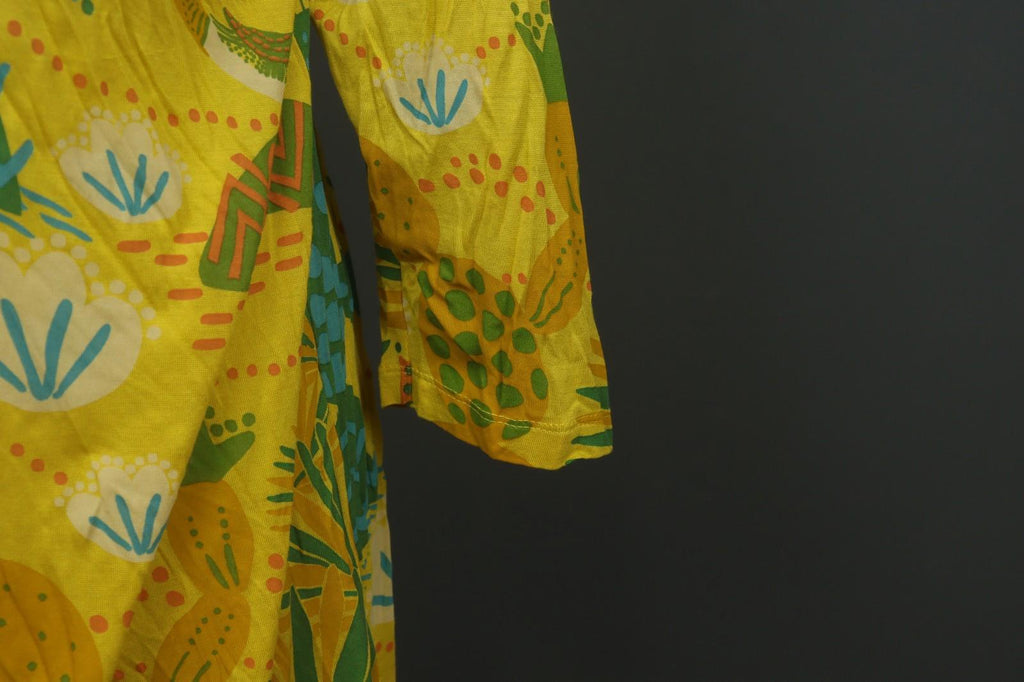 GUDRUN SJODEN Multicolor Floral 100% Modal Round Neck Pullover Shift Dress Sz M