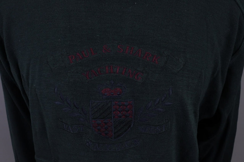 Vintage Paul & Shark Yachting Green Big Logo Knit Sweater Jumper – Size XL