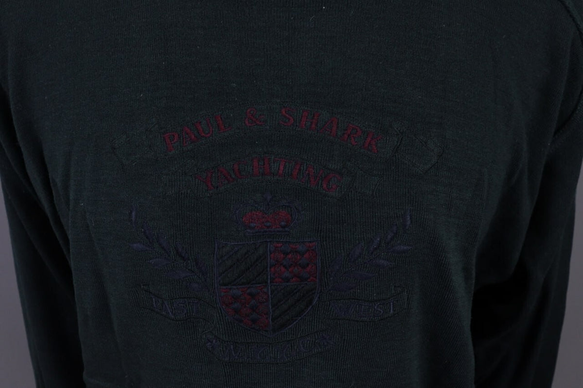 Vintage Paul & Shark Yachting Green Big Logo Knit Sweater Jumper – Size XL