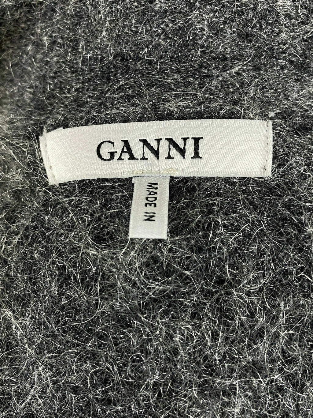 Ganni Grey V-Neck Mohair Wool Sweater – Women's XS