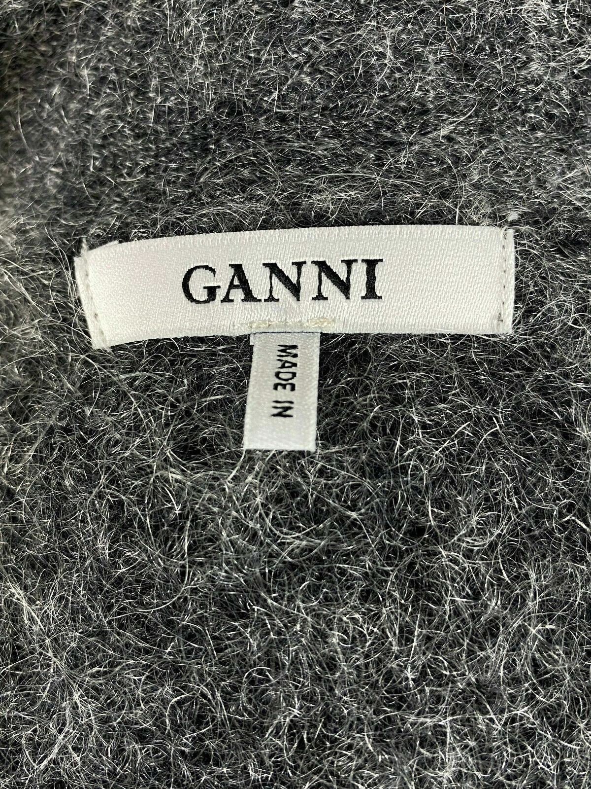 Ganni Grey V-Neck Mohair Wool Sweater – Women's XS