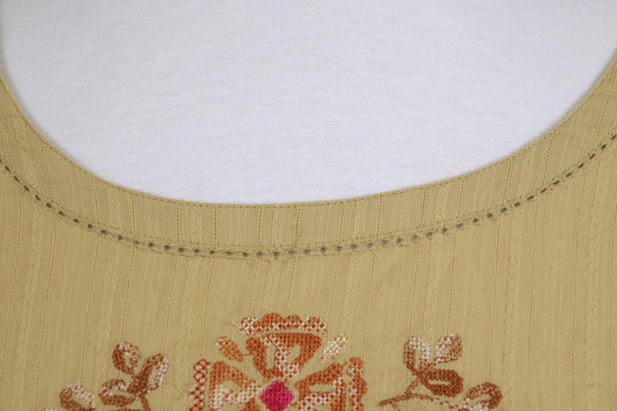 GUDRUN SJODEN Brown Floral Sleeveless A-Line Tunic Dress – Size L