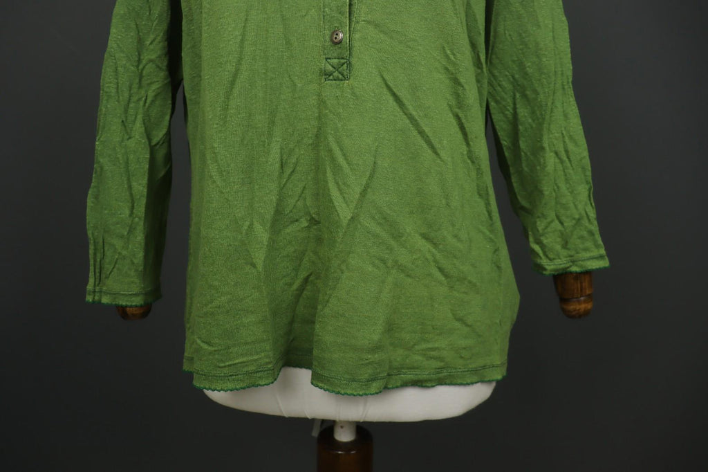 GUDRUN SJODEN Green Linen Long Sleeve Round Neck Button Front Shirt Top – Size L
