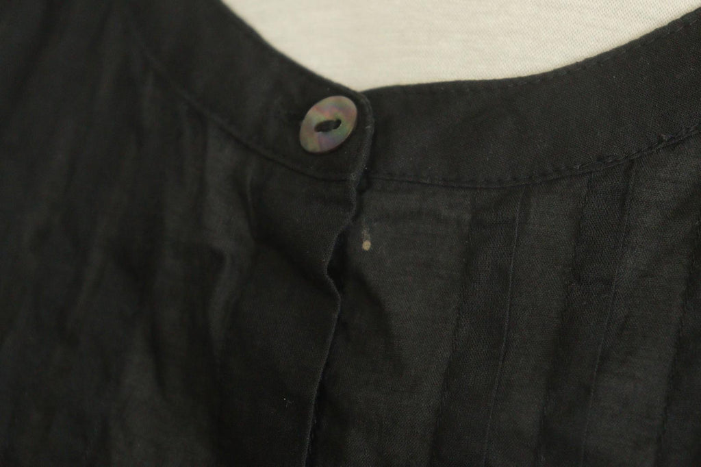 GUDRUN SJODEN Black Cotton Pintuck 3/4 Sleeve Button Front Shirt Dress – Size S