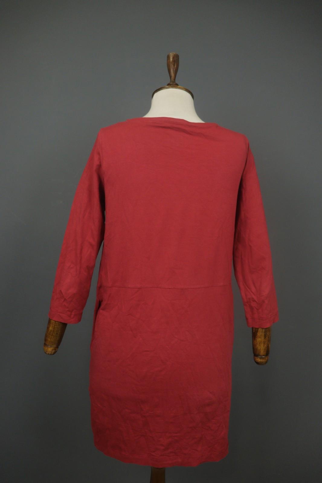 GUDRUN SJODEN Red Organic Cotton Long Sleeve Round Neck Sweater Dress – Size S