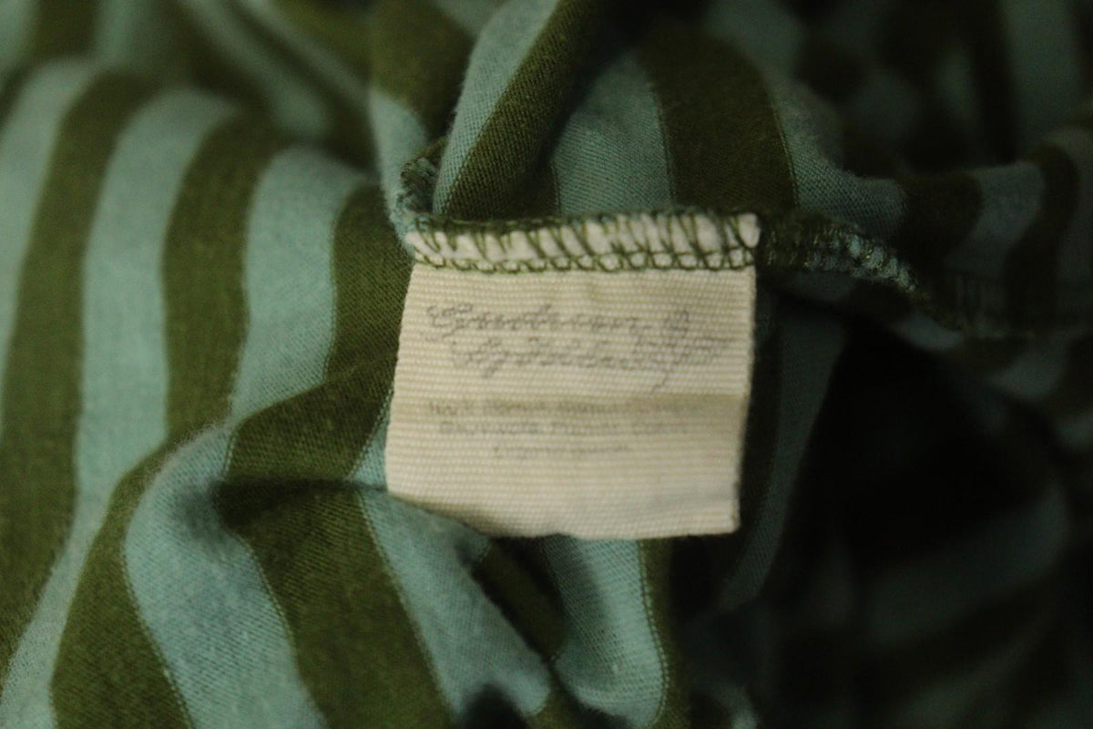 GUDRUN SJODEN Green Striped Organic Cotton Split V-Neck A-Line Dress – Size S