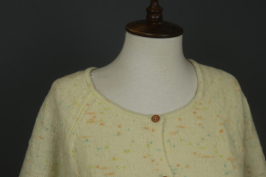 GUDRUN SJODEN Yellow Dotted 100% Wool Knitted Button Front Sweater Dress – Size M
