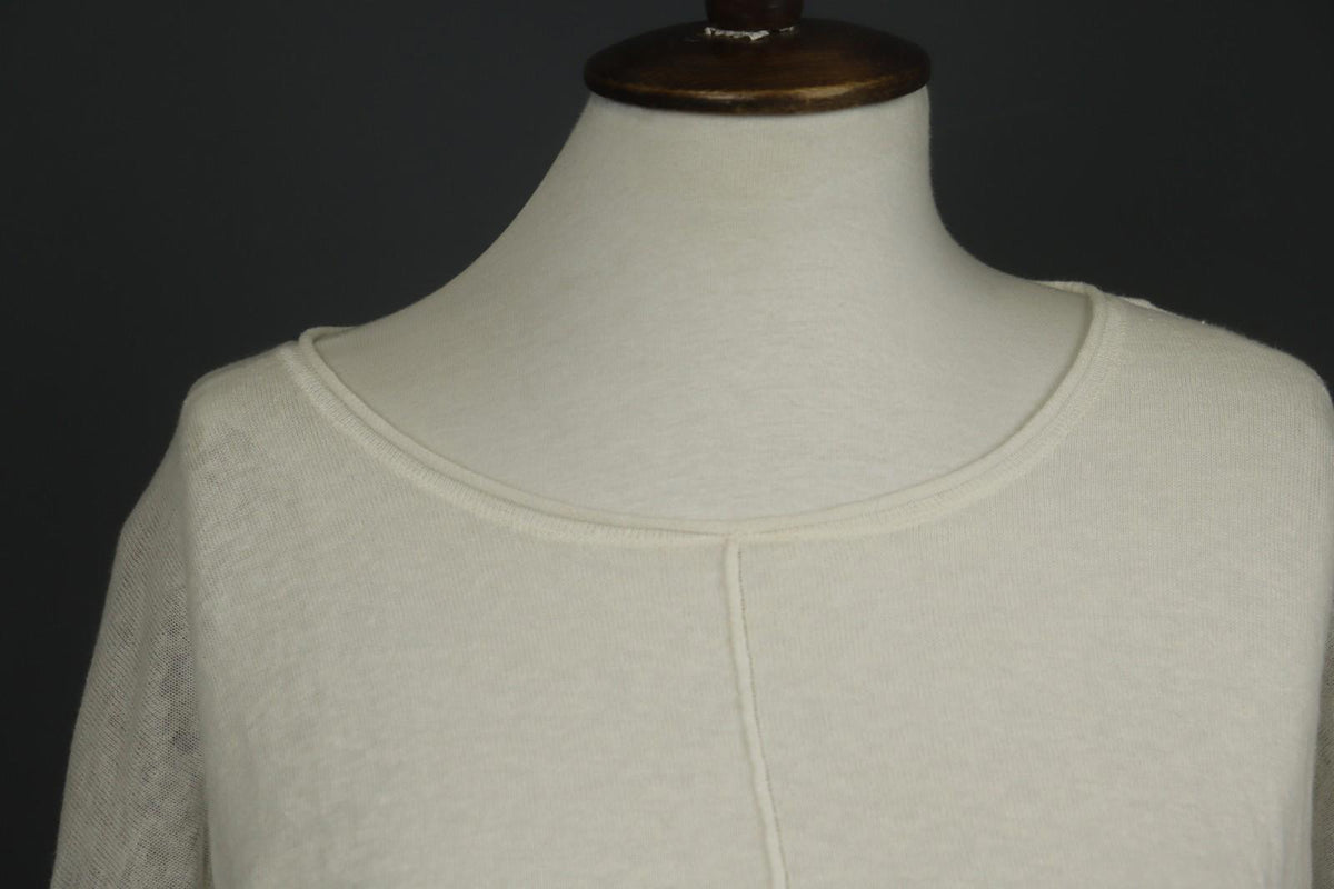 GUDRUN SJODEN White Linen Long Sleeve Round Neck Knit Pullover Sweater – Size M