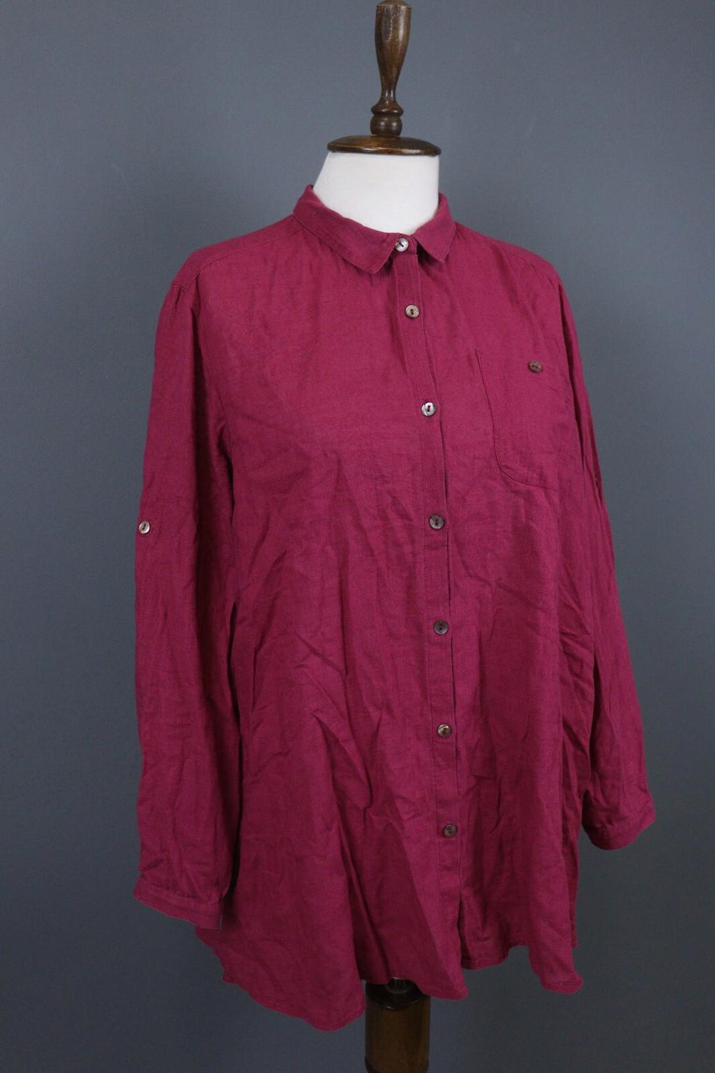 GUDRUN SJODEN Red Long Sleeve Button Front Shirt Dress – Size M