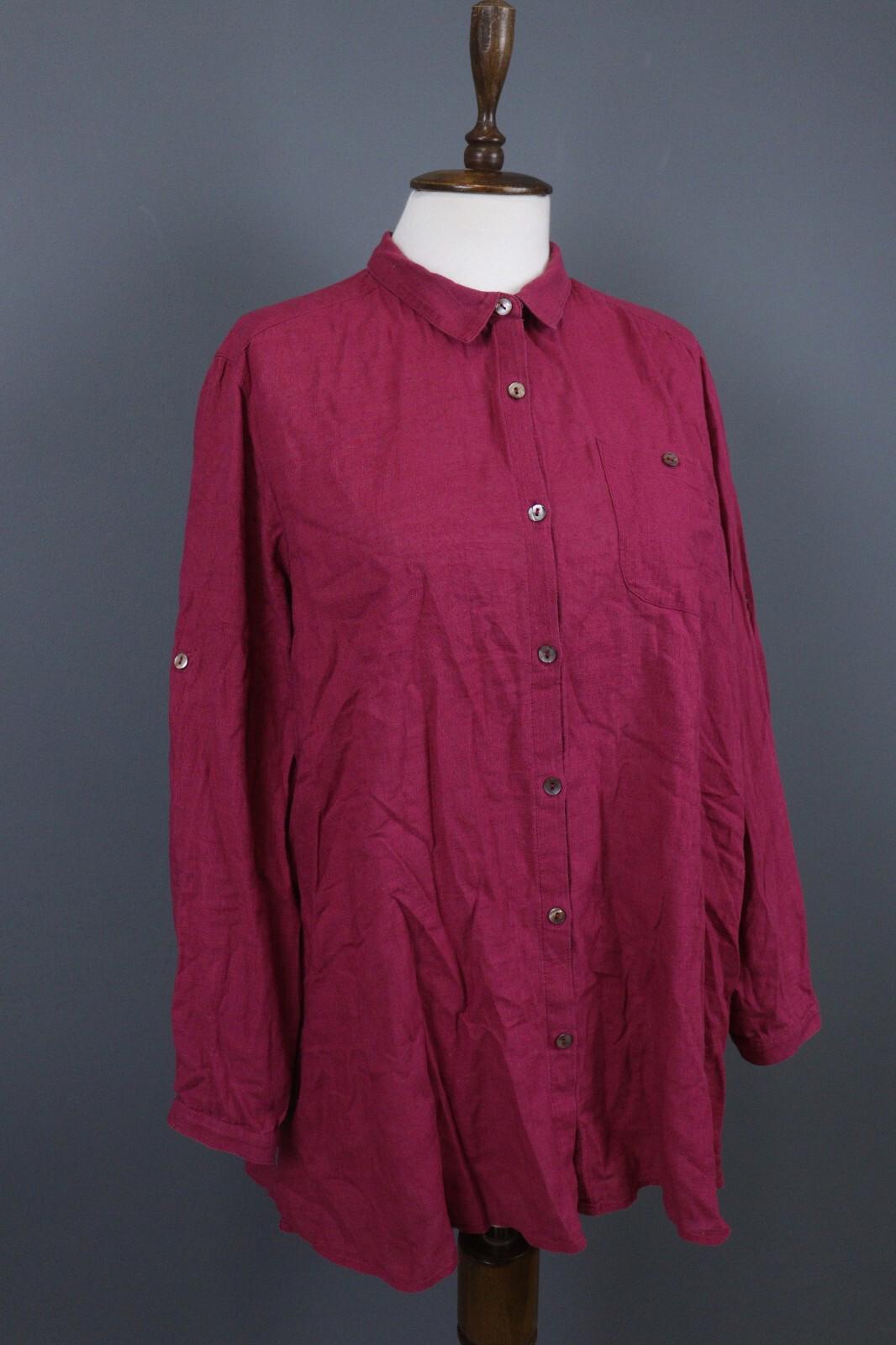 GUDRUN SJODEN Red Long Sleeve Button Front Shirt Dress – Size M