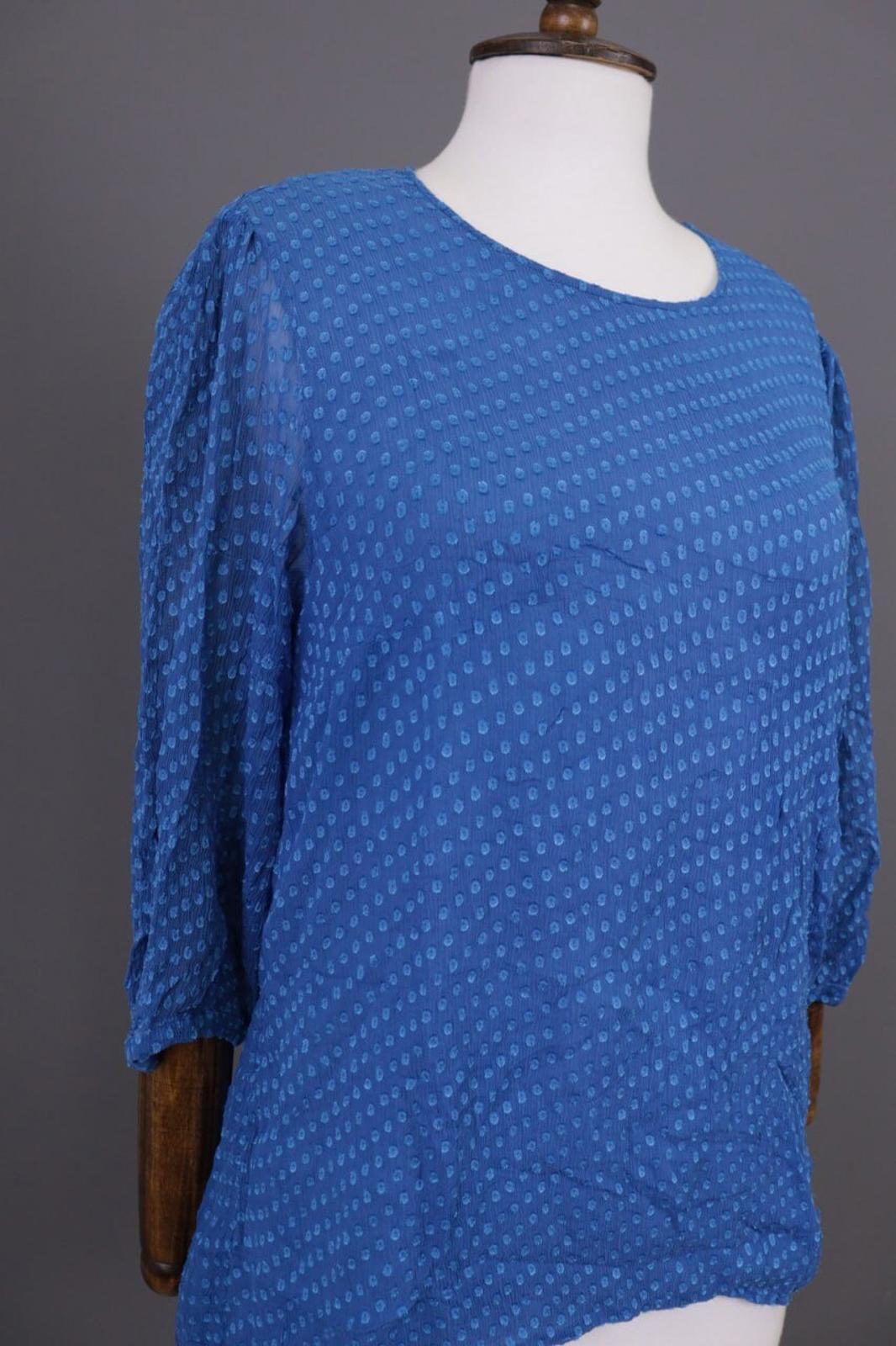 GRIZAS Blue Silk Textured Lagenlook 3/4 Sleeve Blouse Tunic – Size XS