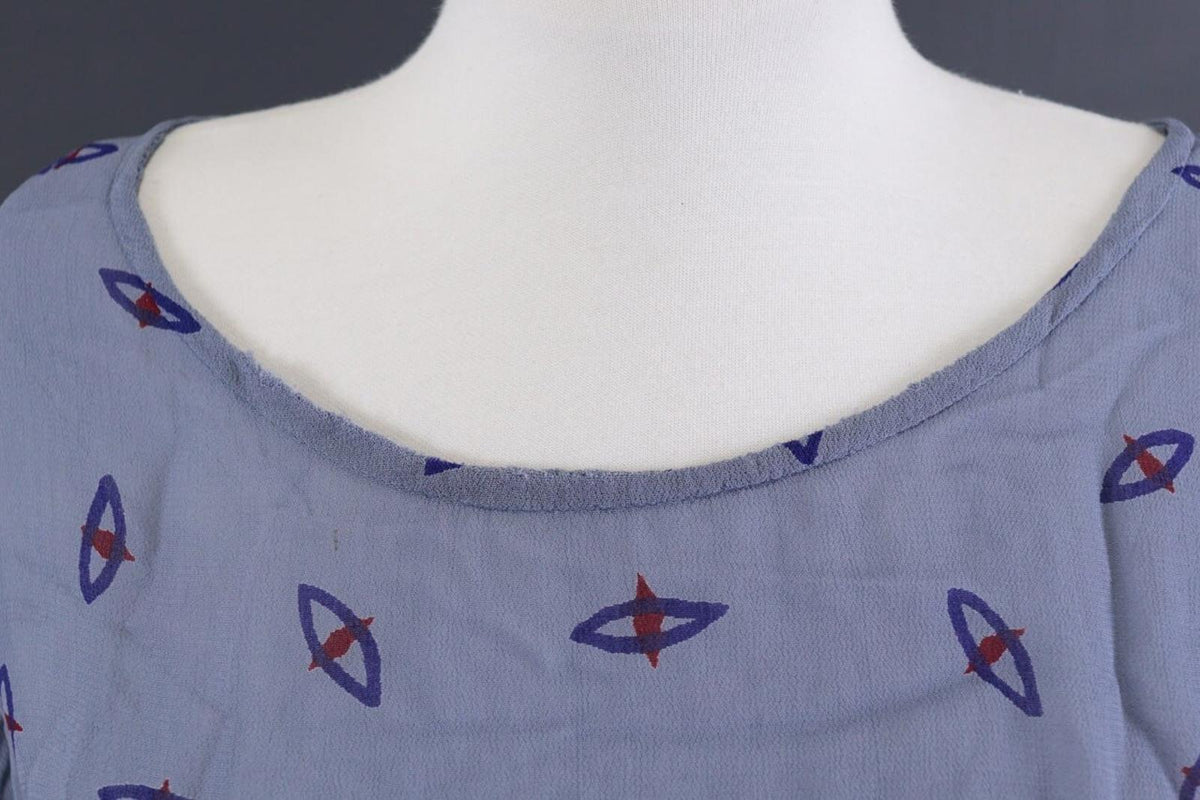 GUDRUN SJODEN Blue Designer Sleeveless Lagenlook Relaxed Tunic Top – Size L/XL