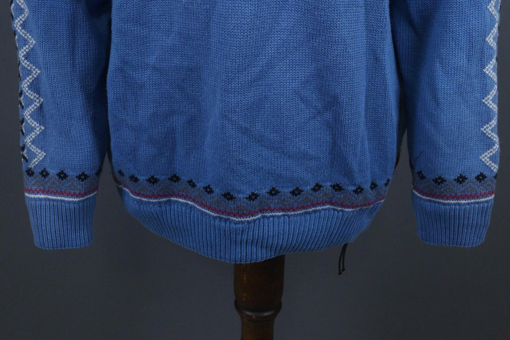 DALE OF NORWAY Blue Fair Isle Pure Wool Knit 1/4 Zip Ski Sweater