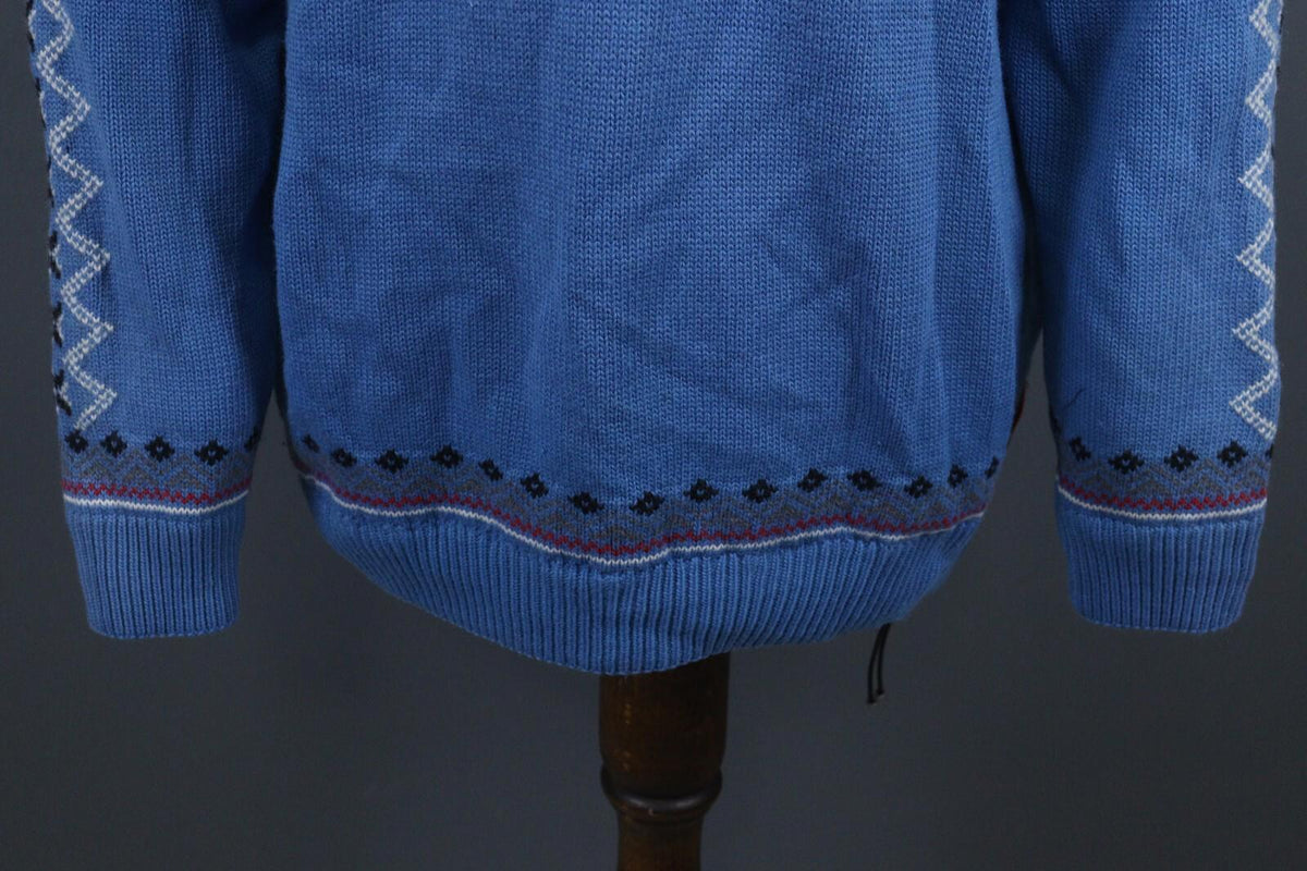 DALE OF NORWAY Blue Fair Isle Pure Wool Knit 1/4 Zip Ski Sweater