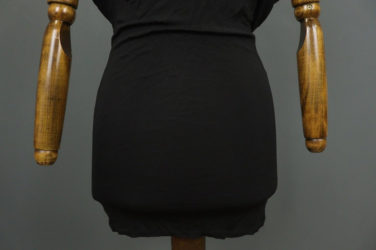VERSACE JEANS Black 100% Viscose Stretch Beaded Scoop Neck Shift Dress – Size 36