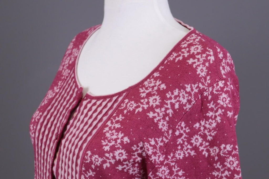 OLENA ESPELAND Pink Floral Wool Silk Knit Cardigan Sweater – Size M