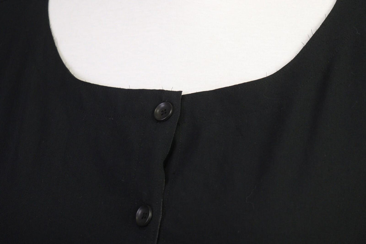 OSKA Black Short Sleeve Button Scoop Neck A-Line Blouson Dress – Size 3
