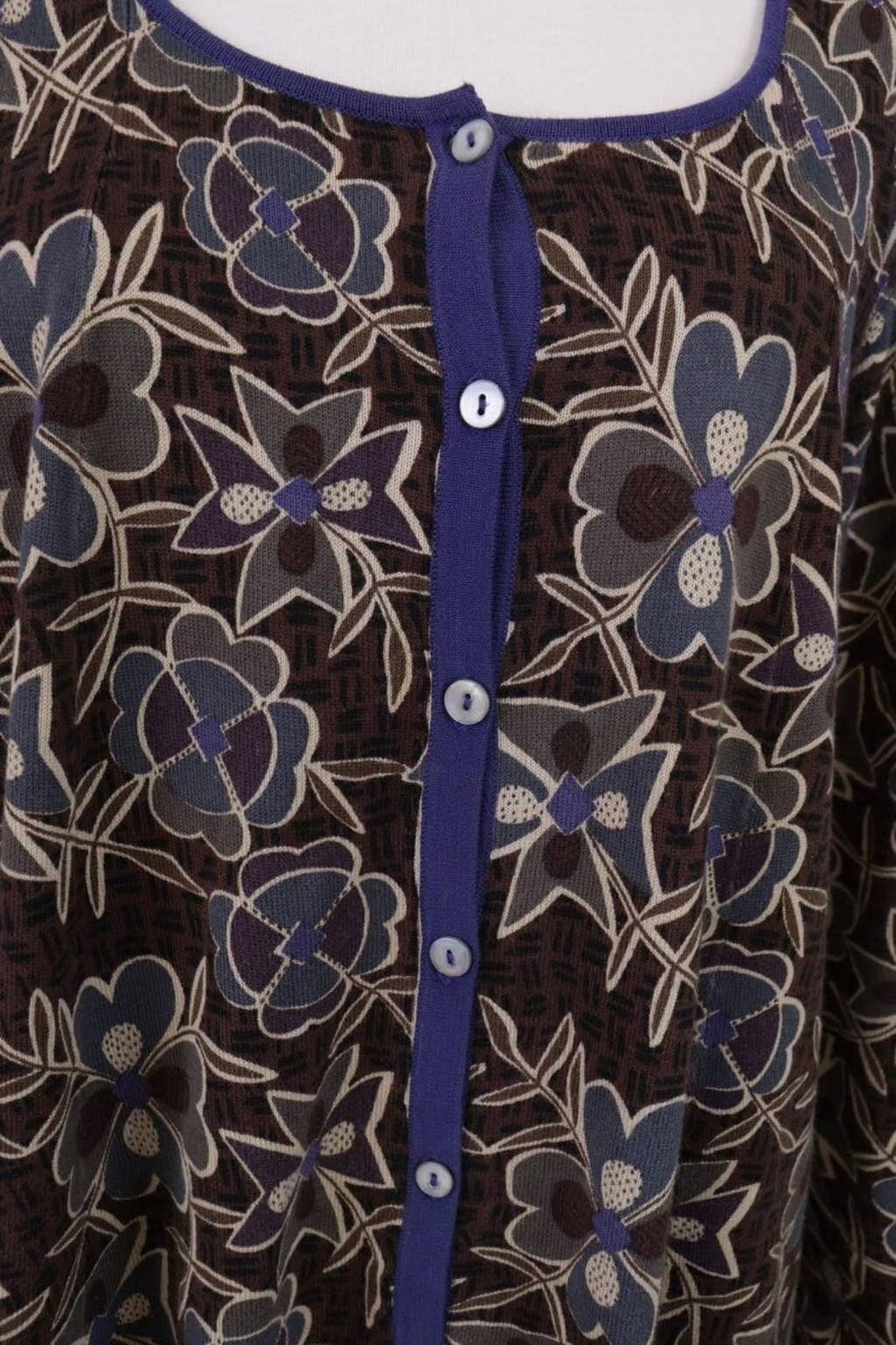 GUDRUN SJODEN Brown Floral Button Down Long Cardigan Sweater – Size M – Used