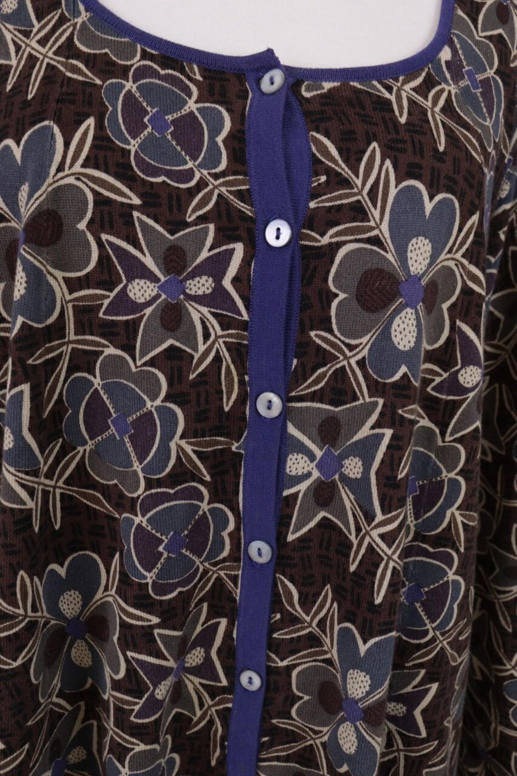 GUDRUN SJODEN Brown Floral Button Down Long Cardigan Sweater – Size M – Used