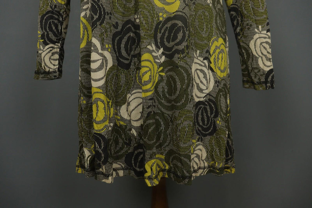 GUDRUN SJODEN Multicolor Floral Print Round Neck Long Sleeve Sheath Dress – Size M