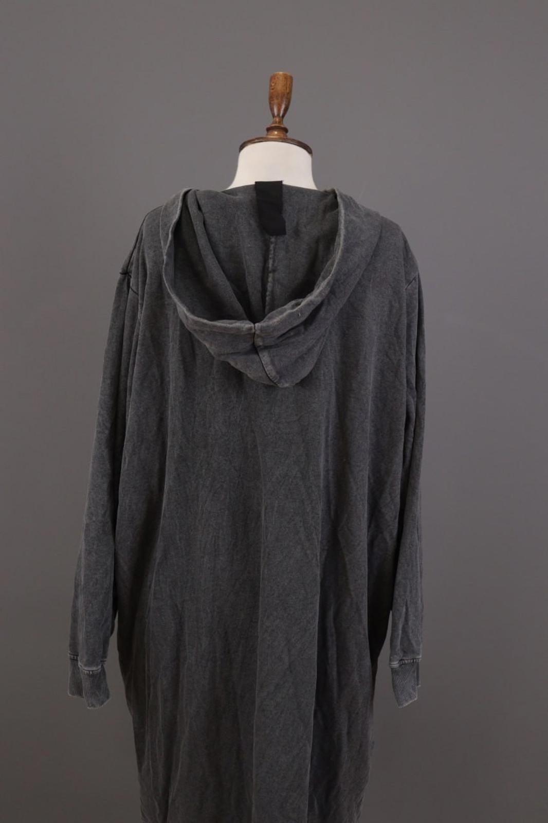 RUNDHOLZ Maxi Dress Gray Acrylic Hooded Ribbed Cuff & Hem Pouch Pocket – Size M