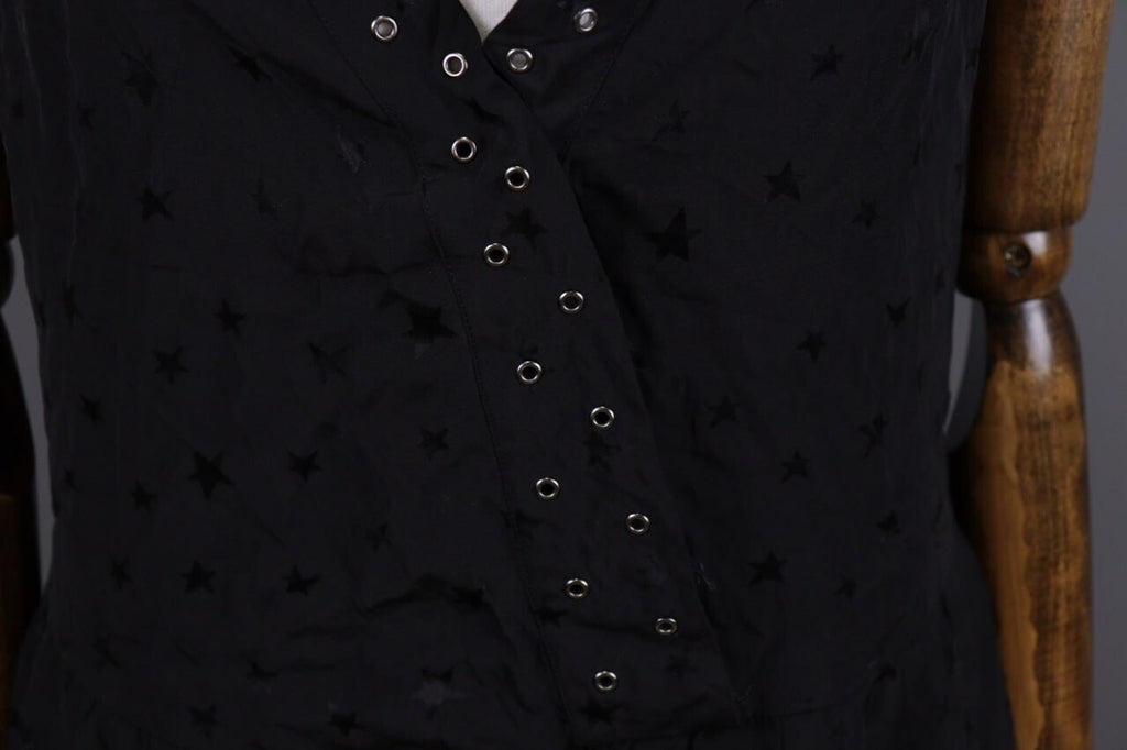 Zadig & Voltaire Deluxe Star Printed Sleeveless Black Tank Knee Length Dress