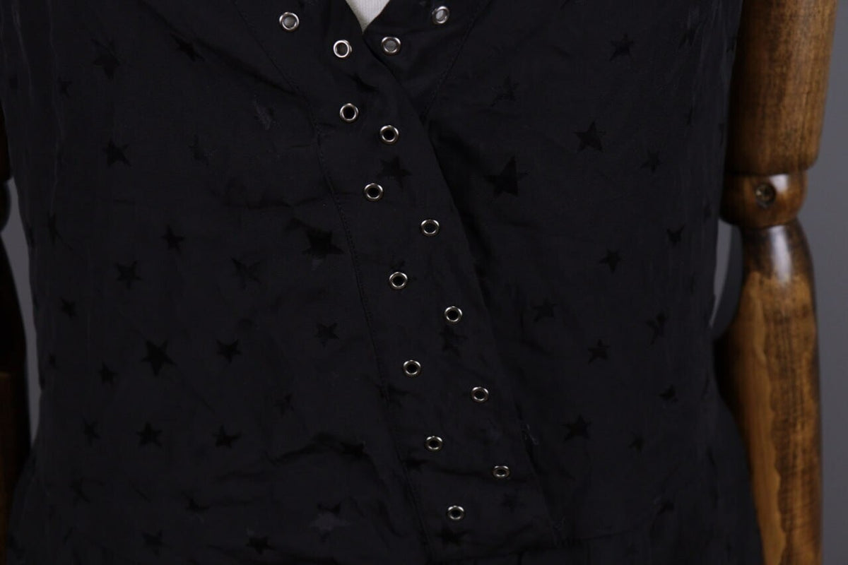 Zadig & Voltaire Deluxe Star Printed Sleeveless Black Tank Knee Length Dress
